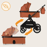 Carucior 3 in 1, Lionelo, Layla, Pana la 22 kg, Cadru aluminiu, Cu landou intarit si salteluta din spuma AirDots, Cu scoica auto testata ADAC, Reversibil, Cu ventilatie 3D, Cu accesorii, EN1888-1, EN1888-2, EN1466, Maro