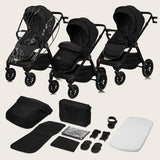 Carucior 3 in 1, Lionelo, Layla, Pana la 22 kg, Cadru aluminiu, Cu landou intarit si salteluta din spuma AirDots, Cu scoica auto testata ADAC, Reversibil, Cu ventilatie 3D, Cu accesorii, EN1888-1, EN1888-2, EN1466, Negru