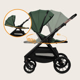 Carucior 3 in 1, Lionelo, Layla, Pana la 22 kg, Cadru aluminiu, Cu landou intarit si salteluta din spuma AirDots, Cu scoica auto testata ADAC, Reversibil, Cu ventilatie 3D, Cu accesorii, EN1888-1, EN1888-2, EN1466, Verde