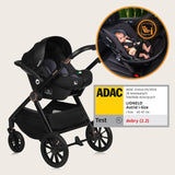 Carucior 3 in 1, Lionelo, Layla, Pana la 22 kg, Cadru aluminiu, Cu landou intarit si salteluta din spuma AirDots, Cu scoica auto testata ADAC, Reversibil, Cu ventilatie 3D, Cu accesorii, EN1888-1, EN1888-2, EN1466, Maro