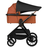 Carucior 3 in 1, Lionelo, Layla, Pana la 22 kg, Cadru aluminiu, Cu landou intarit si salteluta din spuma AirDots, Cu scoica auto testata ADAC, Reversibil, Cu ventilatie 3D, Cu accesorii, EN1888-1, EN1888-2, EN1466, Maro