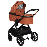 Carucior 3 in 1, Lionelo, Layla, Pana la 22 kg, Cadru aluminiu, Cu landou intarit si salteluta din spuma AirDots, Cu scoica auto testata ADAC, Reversibil, Cu ventilatie 3D, Cu accesorii, EN1888-1, EN1888-2, EN1466, Maro