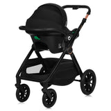 Carucior 3 in 1, Lionelo, Layla, Pana la 22 kg, Cadru aluminiu, Cu landou intarit si salteluta din spuma AirDots, Cu scoica auto testata ADAC, Reversibil, Cu ventilatie 3D, Cu accesorii, EN1888-1, EN1888-2, EN1466, Verde