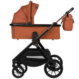Carucior 3 in 1, Lionelo, Layla, Pana la 22 kg, Cadru aluminiu, Cu landou intarit si salteluta din spuma AirDots, Cu scoica auto testata ADAC, Reversibil, Cu ventilatie 3D, Cu accesorii, EN1888-1, EN1888-2, EN1466, Maro