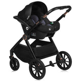 Carucior 3 in 1, Lionelo, Layla, Pana la 22 kg, Cadru aluminiu, Cu landou intarit si salteluta din spuma AirDots, Cu scoica auto testata ADAC, Reversibil, Cu ventilatie 3D, Cu accesorii, EN1888-1, EN1888-2, EN1466, Verde