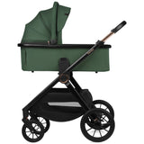 Carucior 3 in 1, Lionelo, Layla, Pana la 22 kg, Cadru aluminiu, Cu landou intarit si salteluta din spuma AirDots, Cu scoica auto testata ADAC, Reversibil, Cu ventilatie 3D, Cu accesorii, EN1888-1, EN1888-2, EN1466, Verde