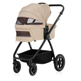 Carucior 3 in 1, Lionelo, Meril, Cu landou de dimensiune XL, Reversibil, Cu scoica auto testata ADAC, Cu accesorii, Pana la 22 kg, Conform cu EN1888-1 EN1888-2, EN1466, Bej