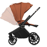 Carucior 3 in 1, Lionelo, Mika Plus, Cadru din aluminiu, Cu landou intarit si salteluta moale, Cu scoica auto testata ADAC, Reversibil, Cu sistem de ventilatie 3D, Cu accesorii, Pana la 22 kg, EN1888-1 EN1888-2 EN1466 ECE R129, Maro