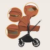 Carucior 3 in 1, Lionelo, Mika Plus, Cadru din aluminiu, Cu landou intarit si salteluta moale, Cu scoica auto testata ADAC, Reversibil, Cu sistem de ventilatie 3D, Cu accesorii, Pana la 22 kg, EN1888-1 EN1888-2 EN1466 ECE R129, Maro