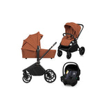 Carucior 3 in 1, Lionelo, Mika Plus, Cadru din aluminiu, Cu landou intarit si salteluta moale, Cu scoica auto testata ADAC, Reversibil, Cu sistem de ventilatie 3D, Cu accesorii, Pana la 22 kg, EN1888-1 EN1888-2 EN1466 ECE R129, Maro