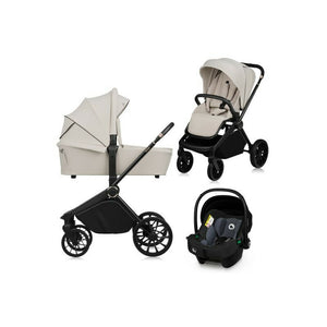 Carucior 3 in 1, Lionelo, Mika Plus, Cadru din aluminiu, Cu landou intarit si salteluta moale, Cu scoica auto testata ADAC, Reversibil, Cu sistem de ventilatie 3D, Cu accesorii, Pana la 22 kg, EN1888-1 EN1888-2 EN1466 ECE R129, Bej