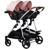 Carucior gemeni Chipolino Duo Smart 3 in 1 pink marshmallow