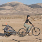 Carucior si remorca de bicicleta, Lionelo, Cama, Multifunctional, Pentru 1 sau 2 copii, Cu sistem de absorbtie a socurilor SIQ, Geamuri cu protectie solara, Gri