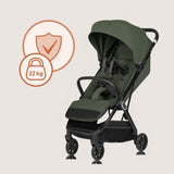 Carucior sport, Lionelo, Bess, Greutate redusa - 7.5 kg, Sustine 22 kg, 6 luni+, Capotina impermeabila, Protectie SPF 50+, Include suport sticla, Pliere cu o singura mana, Compact, Maner pentru transport, Conform cu EN1888-1 si EN1888-2, Verde