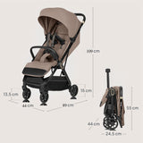 Carucior sport, Lionelo, Bess, Greutate redusa - 7.5 kg, Sustine 22 kg, 6 luni+, Capotina impermeabila, Protectie SPF 50+, Include suport sticla, Pliere cu o singura mana, Compact, Maner pentru transport, Conform cu EN1888-1 si EN1888-2, Bej