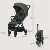 Carucior sport, Lionelo, Bess, Greutate redusa - 7.5 kg, Sustine 22 kg, 6 luni+, Capotina impermeabila, Protectie SPF 50+, Include suport sticla, Pliere cu o singura mana, Compact, Maner pentru transport, Conform cu EN1888-1 si EN1888-2, Verde