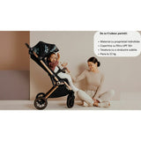 Carucior sport, Lionelo, Cloe, Golden Moments, Editie limitata, Cu accesorii, Cadru din aluminiu, Pana la 22 kg, Usor, Pliere compacta pentru avion, cu o singura mana, Ideal pentru toate tipurile de suprafete, 6 luni+, Negru