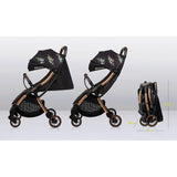 Carucior sport, Lionelo, Julie One, Editie limitata Golden Moments, De la nastere, Greutate redusa, Cu accesorii, Cadru din aluminiu, 0-22 kg, Pliere compacta pentru avion, Conform cu standardele europene de securitate EN1888-1 si EN1888-2, Negru