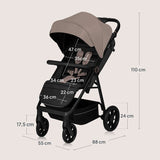 Carucior sport, Lionelo, Mira, Maner reglabil in 5 pozitii, Spatar si suport de picioare reglabile, Plasa de tantari si suport biberon incluse, Pana la 22 kg, 6 luni+, Conform cu EN1888-1, EN1888-2, Testare SGS, Bej
