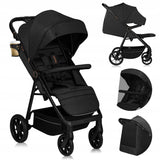 Carucior sport, Lionelo, Mira, Maner reglabil in 5 pozitii, Spatar si suport de picioare reglabile, Plasa de tantari si suport biberon incluse, Pana la 22 kg, 6 luni+, Conform cu EN1888-1, EN1888-2, Testare SGS, Negru