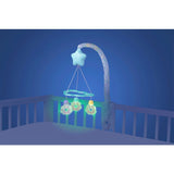 Carusel muzical, Playgro, Cu stelute si norisori, Pana la 30 de minute de muzica linistitoare, Cu 3 moduri de functionare: lumina si muzica, doar lumina sau doar muzica, Astasabil la patut, Fara BPA, Dreamtime Soothing Light Up Mobile