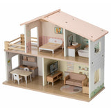 Casuta de papusi, Free2Play, Din lemn, Cu 13 piese de mobilier, Cu acces facil, 52 x 19,5 x 40 cm, 36 luni+, Multicolor