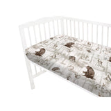 Cearceaf cu elastic, MimiNu, Pentru patut 120X60 cm, Din bumbac certificat Oeko Tex Standard 100, Design, Woodland