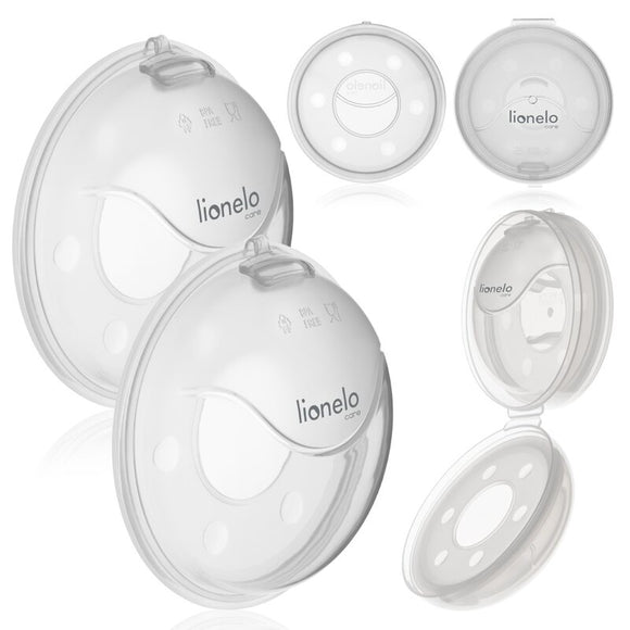Colector de lapte, Lionelo, Milky, 2 buc, Se potriveste tuturor sutienelor, Cutie depozitare igienica inclusa, Fara bisfenol A, Capacitate 40 ml, Transparent