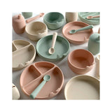 Farfurie BLW, Jane, Din silicon, Cu ventuze, 17 x 17 x 4 cm, BPA Free, Pale