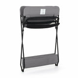 Masuta pentru infasat si schimbat scutece, Feedo, Multifunctionala, Pliabila, Cu raft pentru depozitare si compartiment lateral, Realizata din fier, panza si in, 80.5 x 67 x 102.5 cm, Gri