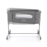 Patut co-sleeper, Feedo, Pliabil, Reglabil in 5 pozitii, Cu laterala detasabila, Include geanta de transport si salteluta, Cu roti, Greutate maxima suportata 9 kg, 0-5 luni, Gri