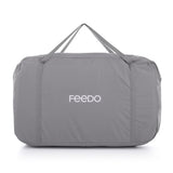 Patut co-sleeper, Feedo, Pliabil, Reglabil in 5 pozitii, Cu laterala detasabila, Include geanta de transport si salteluta, Cu roti, Greutate maxima suportata 9 kg, 0-5 luni, Gri