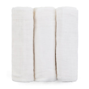 Set 3 scutece, Feedo, Din muselina, Multifunctionale, Din bumbac certificat Oeko-Tex Standard 100, 68x68 cm, 0 luni+, Alb