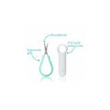 Foarfecuta pentru unghii , Fridababy, Easy Grip, Ergonomica, Cu varf rotunjit, Maner antialunecare, Cu husa de protectie, 0 luni+, Otel inoxidabil, Fara BPA, Verde/Turquoise