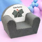 Fotoliu din burete, New Baby, Cute Family, Pentru copii, Din tesatura minky, 9 luni - 5 ani, Cu Husa detasabila, Gray