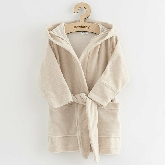 Halat de baie, New Baby, Pentru copii, Cu buzunare, Cu cordon, Marime 80/86, Dim bumbac 100%, Comfortably beige