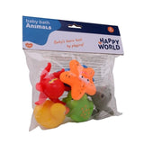 Set jucarii de baie, Happy World, Din cauciuc, 6 buc, 6 luni+, Multicolor