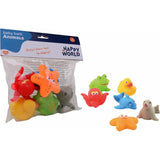 Set jucarii de baie, Happy World, Din cauciuc, 6 buc, 6 luni+, Multicolor