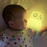 Lampa de veghe, BBluv, Bufnita, Hibu, Functionare pana la 10 ore, Cu telecomanda si cablu USB, Cu 9 culori diferite activate prin control Touch, White