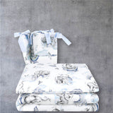 Lenjerie patut 3 piese, Qmini, Pentru patut 120x60 cm, Cu protectie laterala, Din bumbac certificat Oeko Tex Standard 100, Elephants on Rainbow Blue
