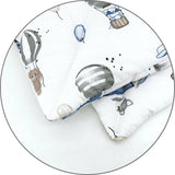 Lenjerie patut cu 3 piese, MimiNu, Cu cearceaf 120x60 cm, Pilota, Pernuta, Din bumbac certificat Oeko Tex Standard 100, Blue Plane