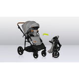 Carucior 2 in 1, Lionelo, Mari Tour, Cu landou individual si salteluta moale, Reversibil, Maner ajustabil, Plasa de tantari, Husa de picioare, Geanta parinti, 22 kg, Conform cu standardele europene de securitate EN1888 si EN1466, Gri