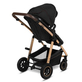 Carucior 3 in 1, Lionelo, Amber, Cadru aluminiu, Cu landou intarit si salteluta moale, Cu scoica auto testata ADAC, Reversibil, Cu accesorii, Geanta parinti, Pana la 22 kg, EN1888-1 EN1888-2 EN1466 ECE R129, Negru onyx