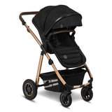 Carucior 3 in 1, Lionelo, Amber, Cadru aluminiu, Cu landou intarit si salteluta moale, Cu scoica auto testata ADAC, Reversibil, Cu accesorii, Geanta parinti, Pana la 22 kg, EN1888-1 EN1888-2 EN1466 ECE R129, Negru onyx