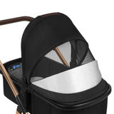 Carucior 3 in 1, Lionelo, Amber, Cadru aluminiu, Cu landou intarit si salteluta moale, Cu scoica auto testata ADAC, Reversibil, Cu accesorii, Geanta parinti, Pana la 22 kg, EN1888-1 EN1888-2 EN1466 ECE R129, Negru onyx