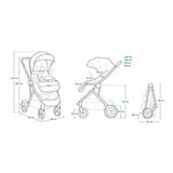 Carucior 3 in 1, Lionelo, Amber, Cadru aluminiu, Cu landou intarit si salteluta moale, Cu scoica auto testata ADAC, Reversibil, Cu accesorii, Geanta parinti, Pana la 22 kg, EN1888-1 EN1888-2 EN1466 ECE R129, Negru onyx