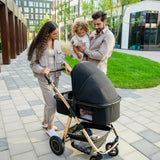 Carucior 3 in 1, Lionelo, Amber, Cadru aluminiu, Cu landou intarit si salteluta moale, Cu scoica auto testata ADAC, Reversibil, Cu accesorii, Geanta parinti, Pana la 22 kg, EN1888-1 EN1888-2 EN1466 ECE R129, Negru onyx