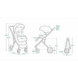 Carucior 2 in 1, Lionelo, Amber, Cadru aluminiu, Cu landou intarit si salteluta moale, Reversibil, Maner ajustabil, Huse pentru picioare, ploaie, Plasa de tantari, Geanta parinti, Pana la 22 kg, EN1888-1, EN1888-2, EN1466, Roz