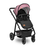 Carucior 2 in 1, Lionelo, Amber, Cadru aluminiu, Cu landou intarit si salteluta moale, Reversibil, Maner ajustabil, Huse pentru picioare, ploaie, Plasa de tantari, Geanta parinti, Pana la 22 kg, EN1888-1, EN1888-2, EN1466, Roz