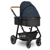 Carucior 2 in 1, Lionelo, Amber, Cadru aluminiu, Cu landou intarit si salteluta moale, Reversibil, Maner ajustabil, Huse pentru picioare, ploaie, Plasa de tantari, Geanta parinti, Pana la 22 kg, EN1888-1, EN1888-2, EN1466, Albastru
